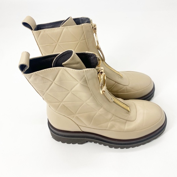 Lolacruz Women’s Zip Ankle Boots Sz 36/6 Nude Quilted